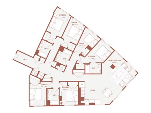 A floor plan of a house with labeled rooms.